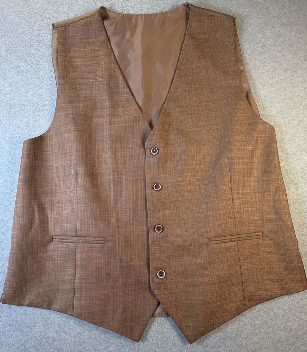 Vercini Men's Brown Wool Blend Suit Vest Waistcoat Size 64